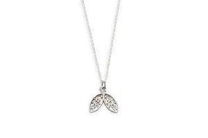 Silver Diamond Doublet Leaf Necklace