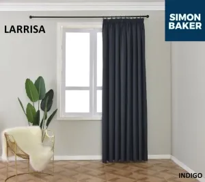 Simon Baker Larrisa Indigo Ready Made Tape Curtain