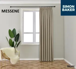 Simon Baker Messene Taupe Ready Made Tape Curtain