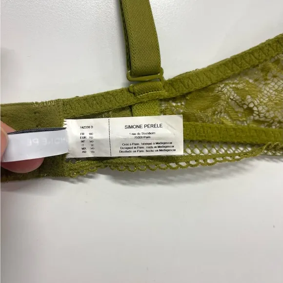 Simone Perele Vertige Green Half Cup Lace Bra Bustier Dainty Lingerie Sexy 34D