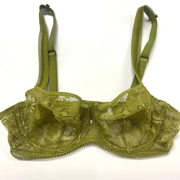 Simone Perele Vertige Green Half Cup Lace Bra Bustier Dainty Lingerie Sexy 34D