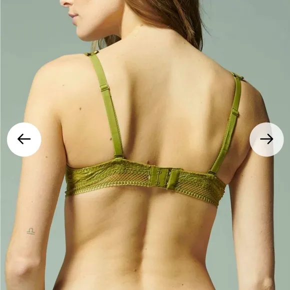 Simone Perele Vertige Green Half Cup Lace Bra Bustier Dainty Lingerie Sexy 34D