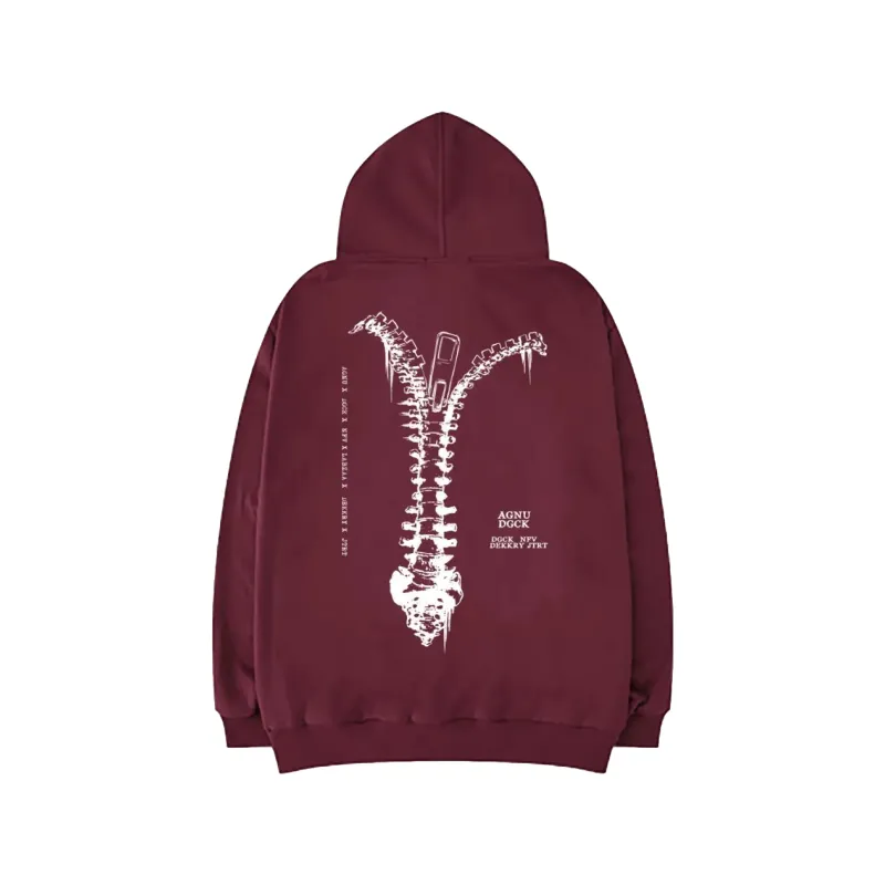 Skeleton Zipper Graphic Hoodie