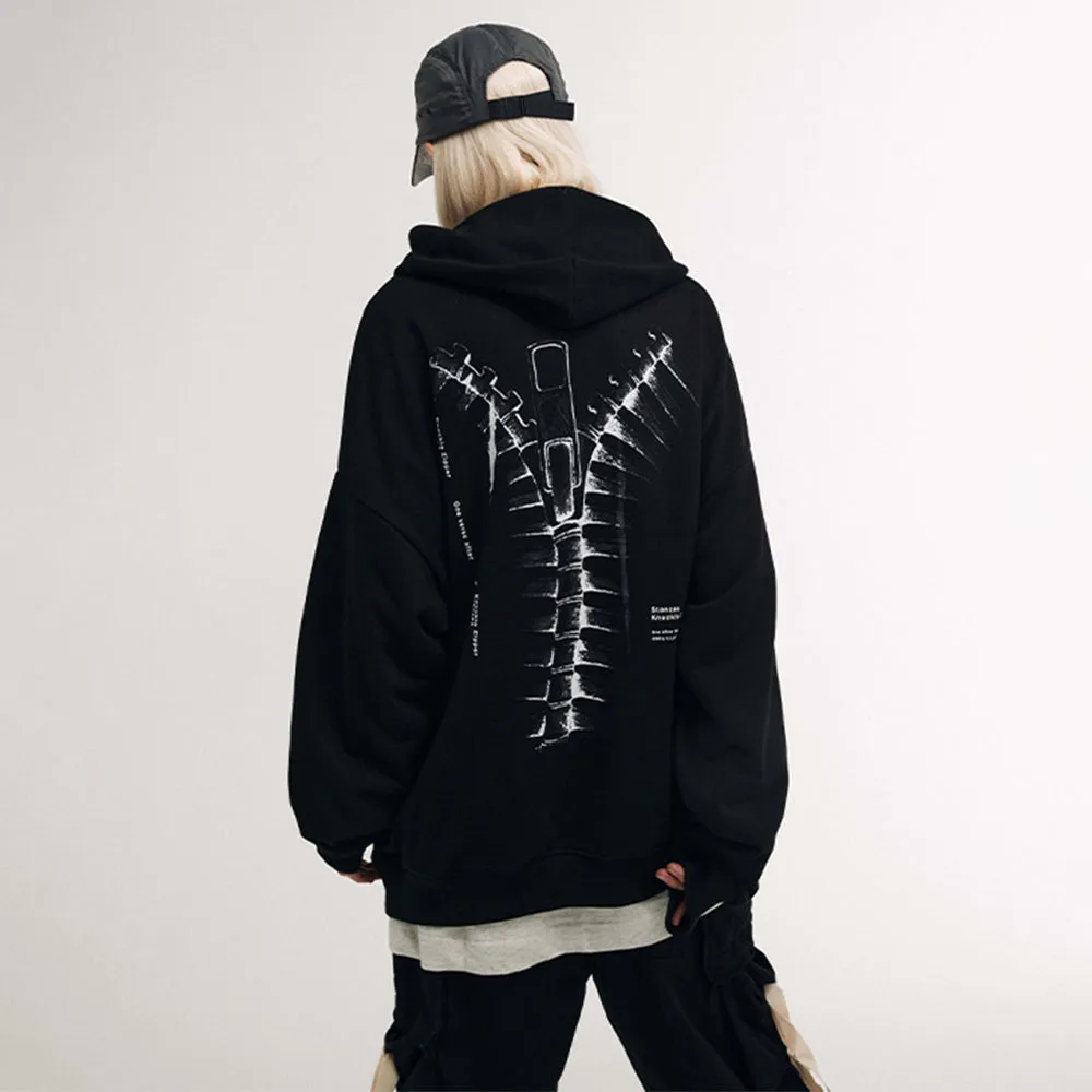 Skeleton Zipper Graphic Hoodie