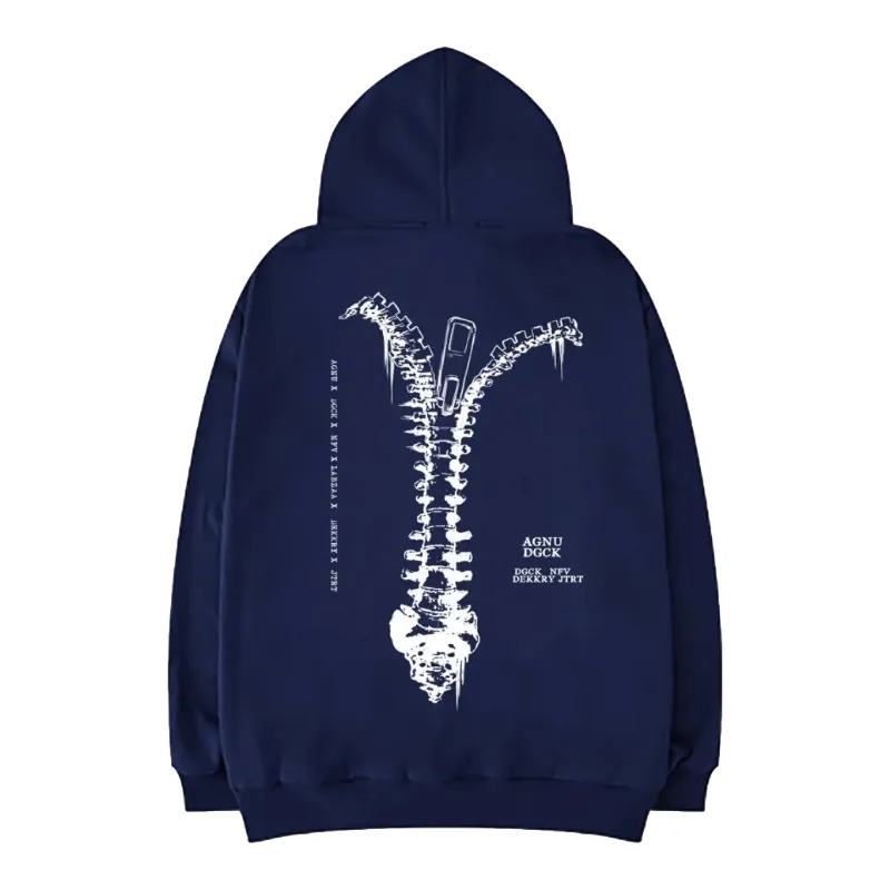 Skeleton Zipper Graphic Hoodie
