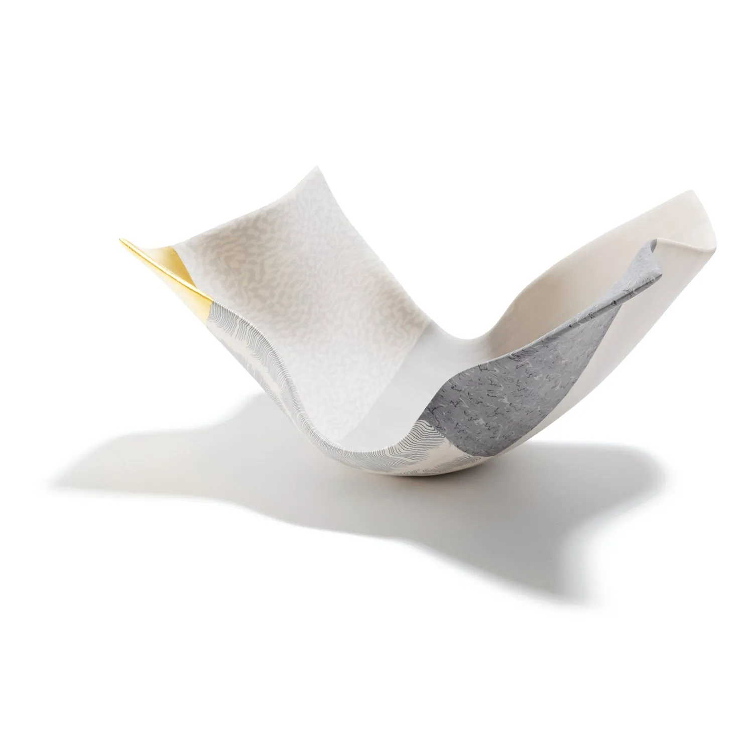 Small Arabesque Vessel in Grey and White