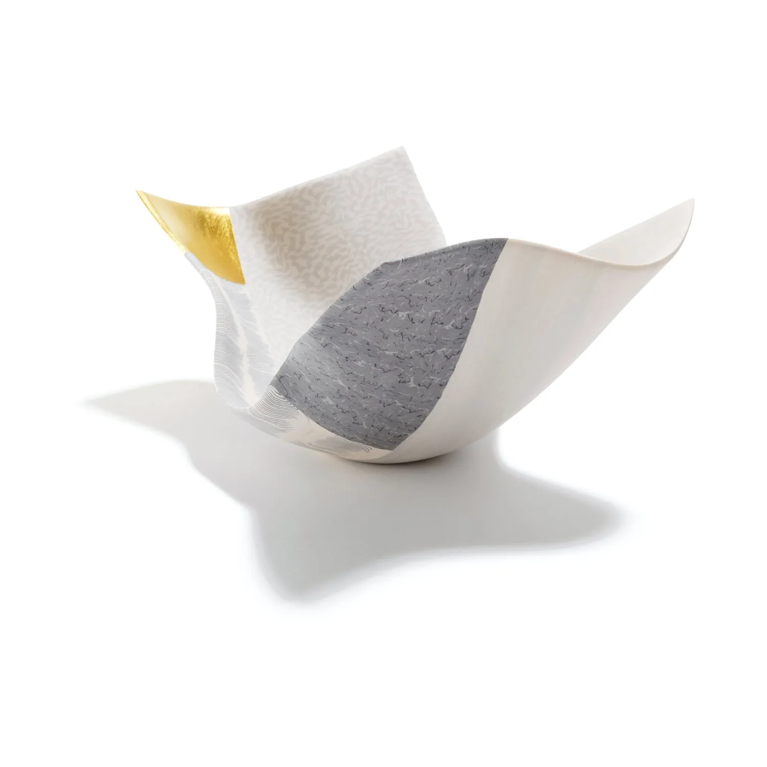 Small Arabesque Vessel in Grey and White
