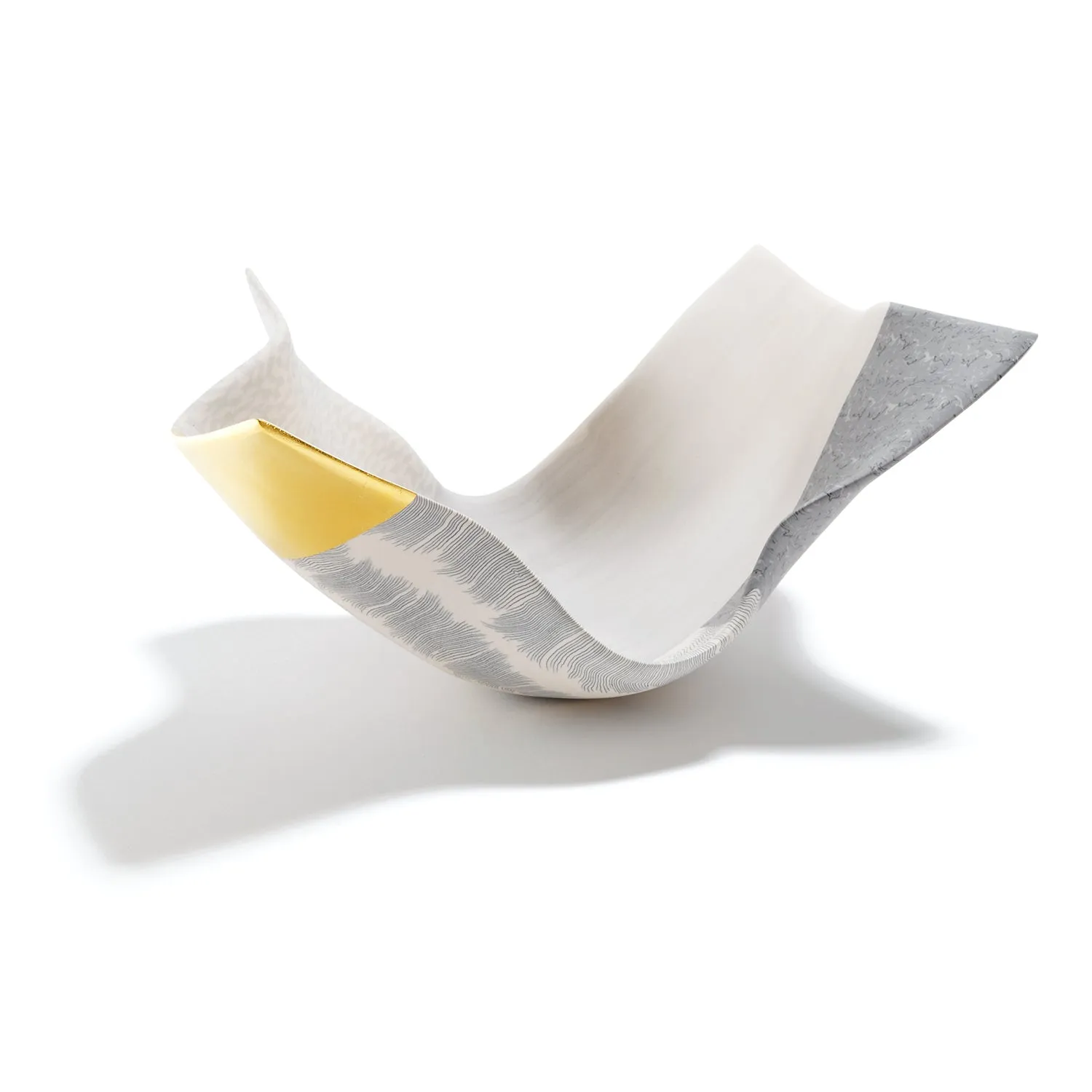 Small Arabesque Vessel in Grey and White