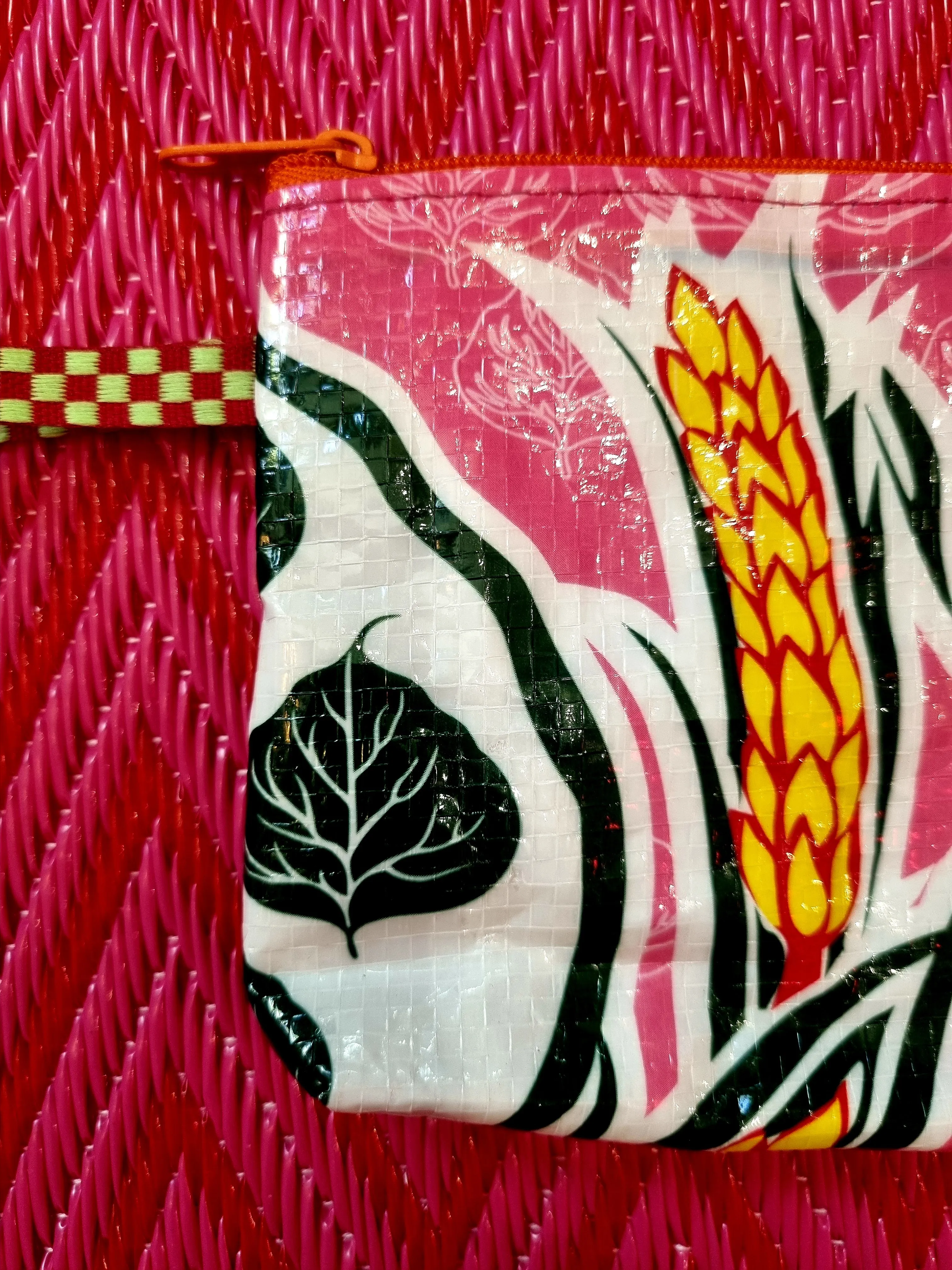 Small recycled rice sack purse