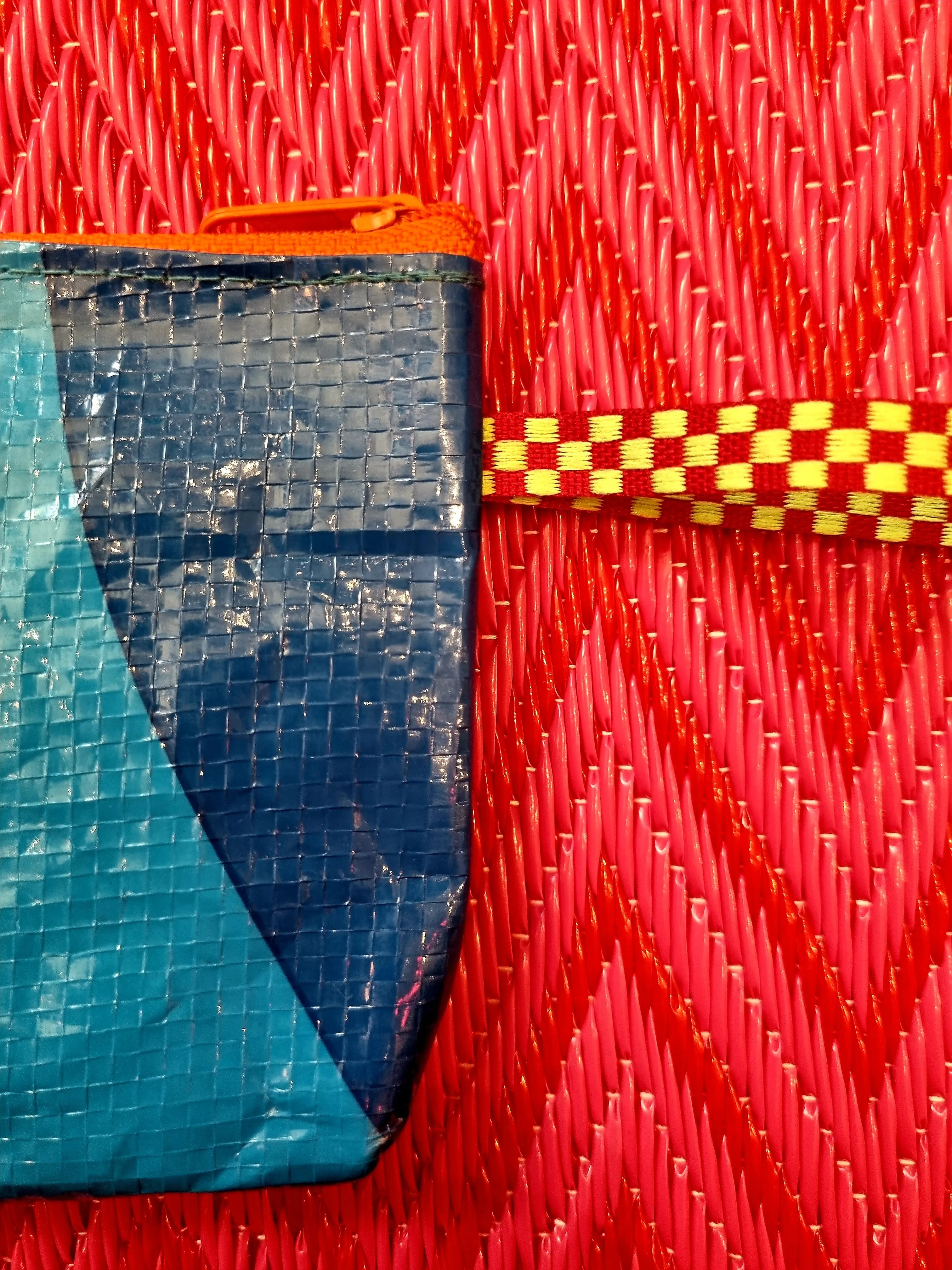 Small recycled rice sack purse