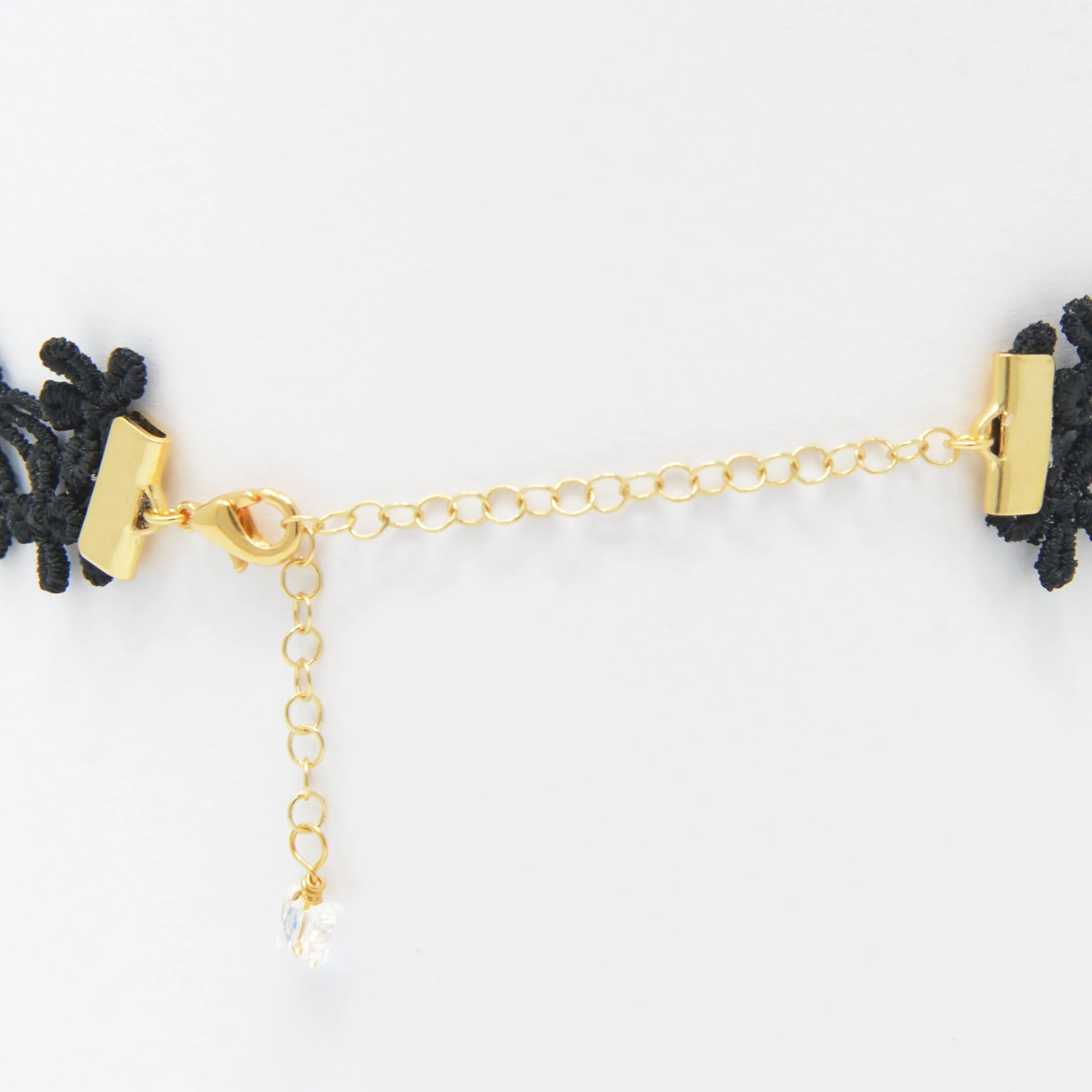 Sophia Flower Choker Necklace with Black Pearls