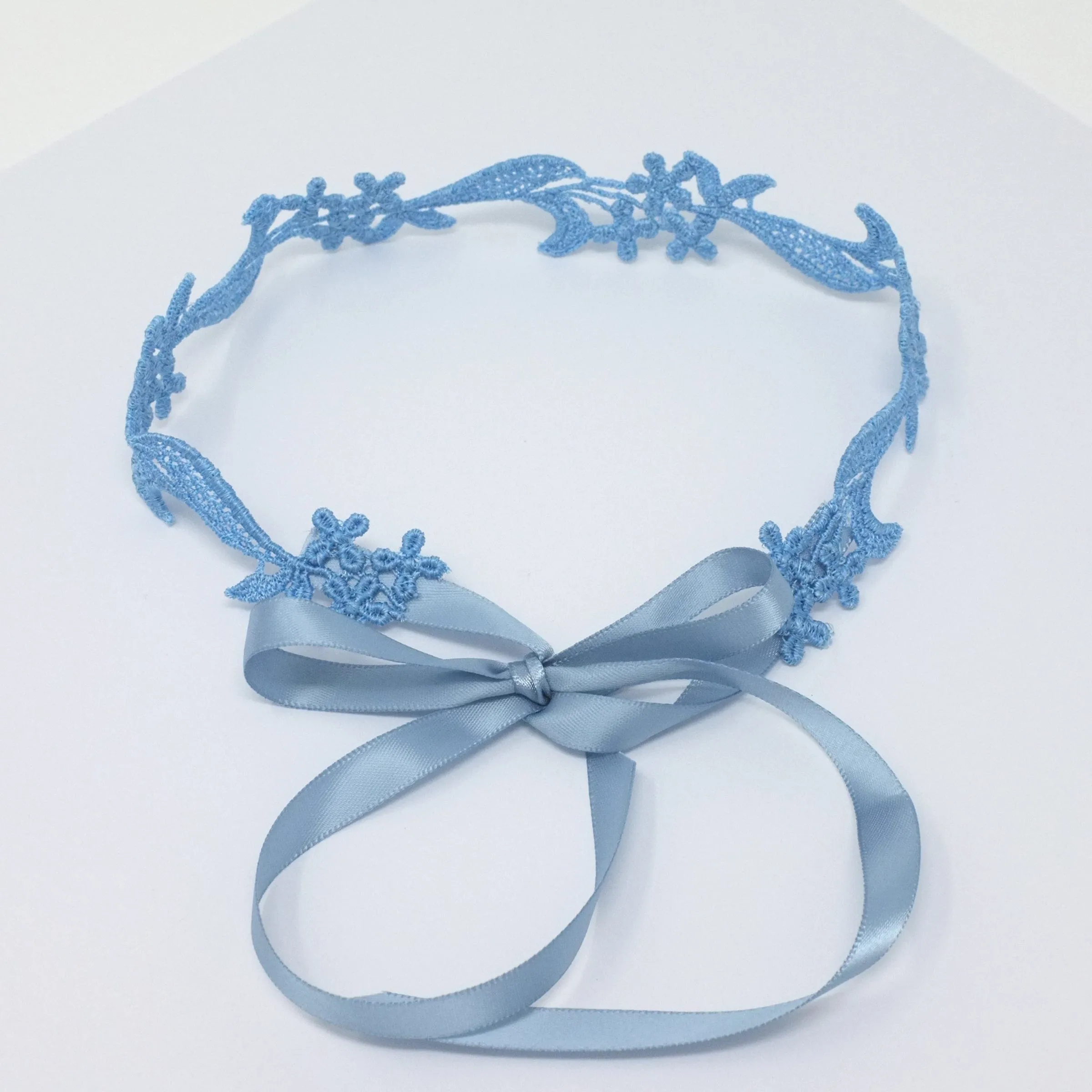 Sophia Light Blue Floral Lace Choker Collar