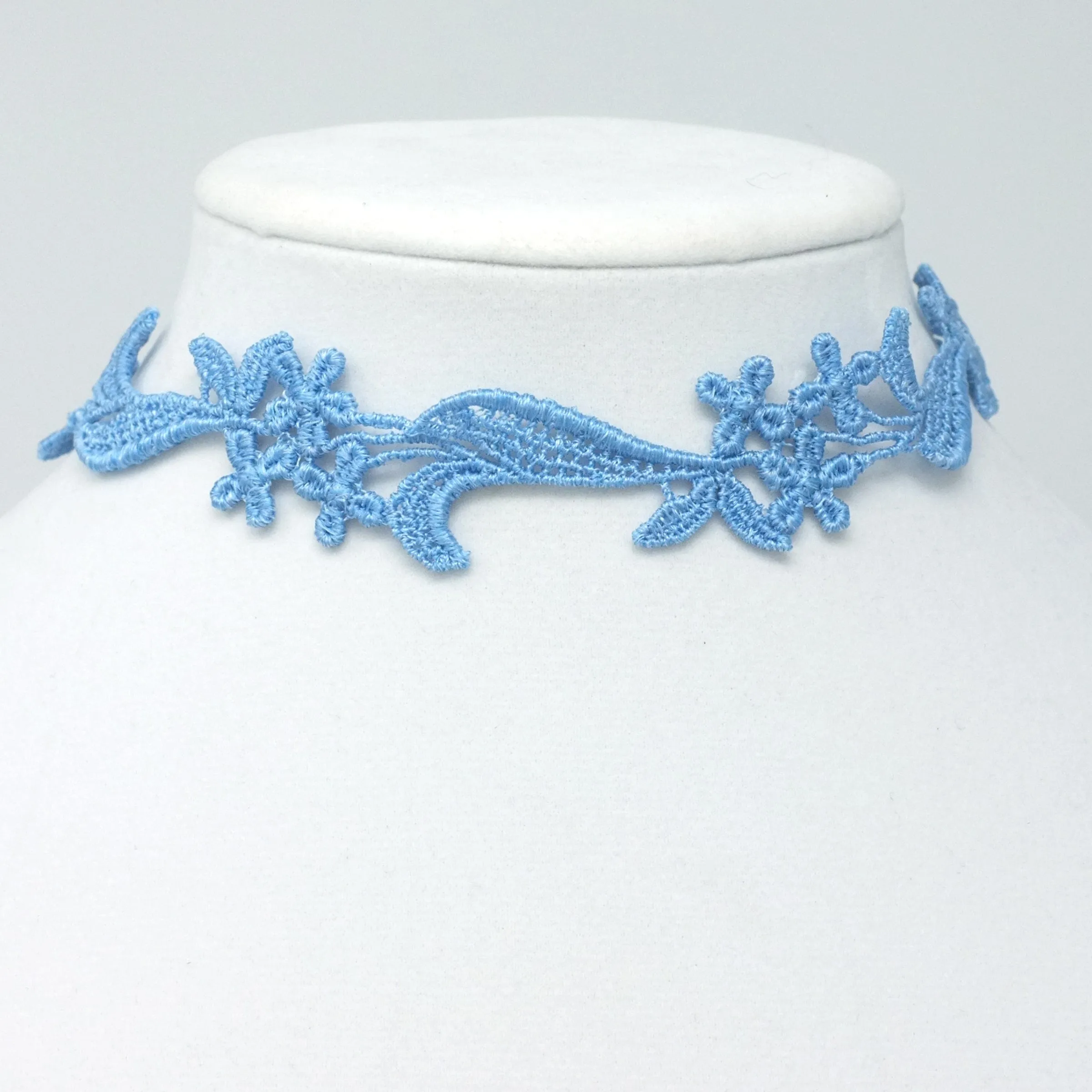 Sophia Light Blue Floral Lace Choker Collar