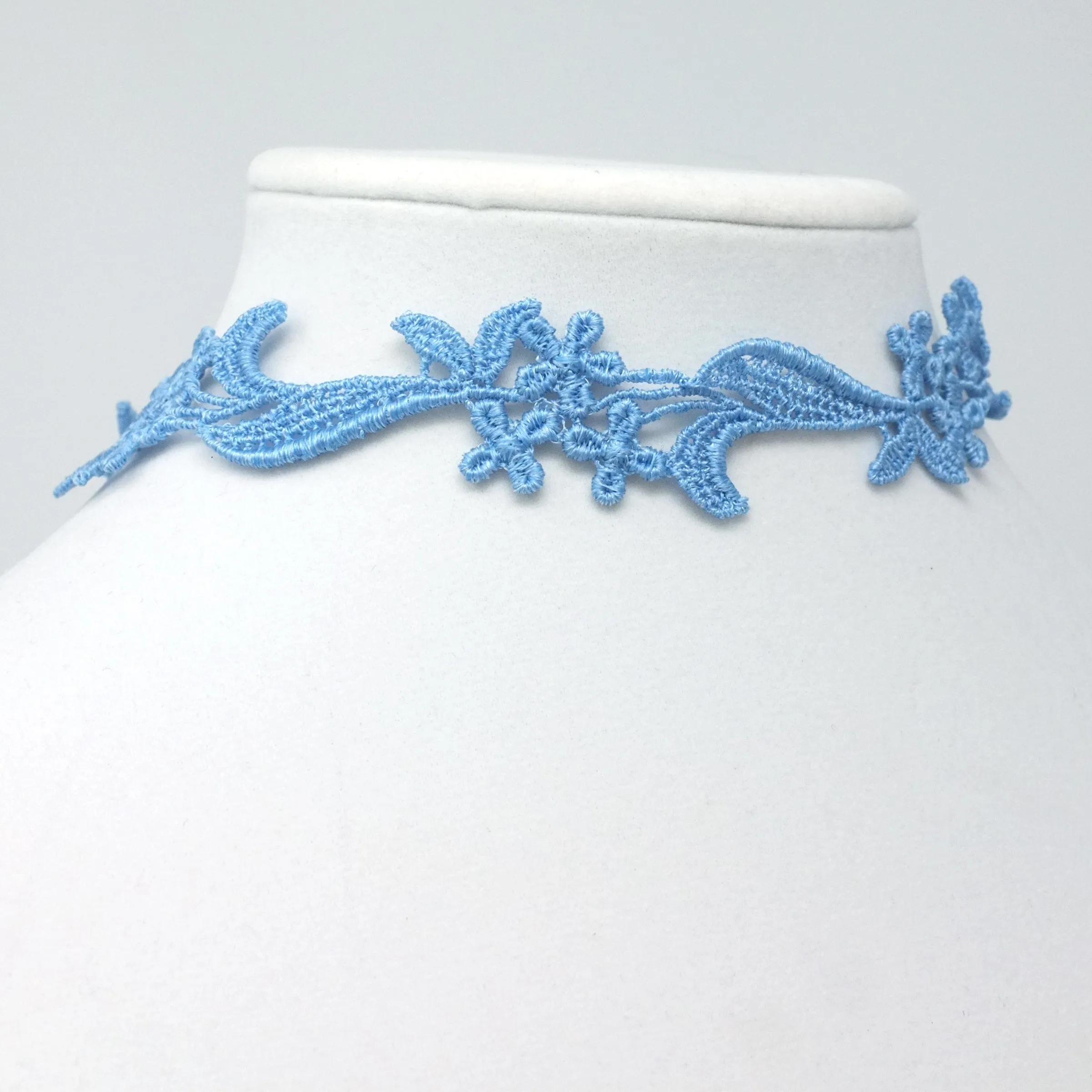 Sophia Light Blue Floral Lace Choker Collar