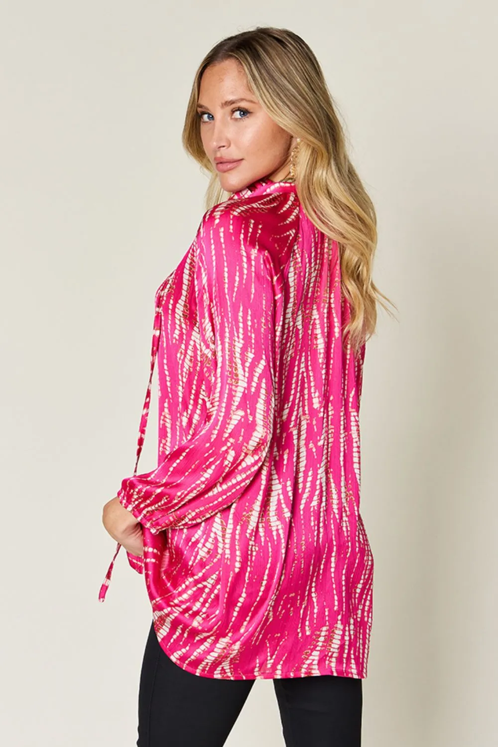 Spring Showers Graphic Printed Button Up Long Sleeve Shirt