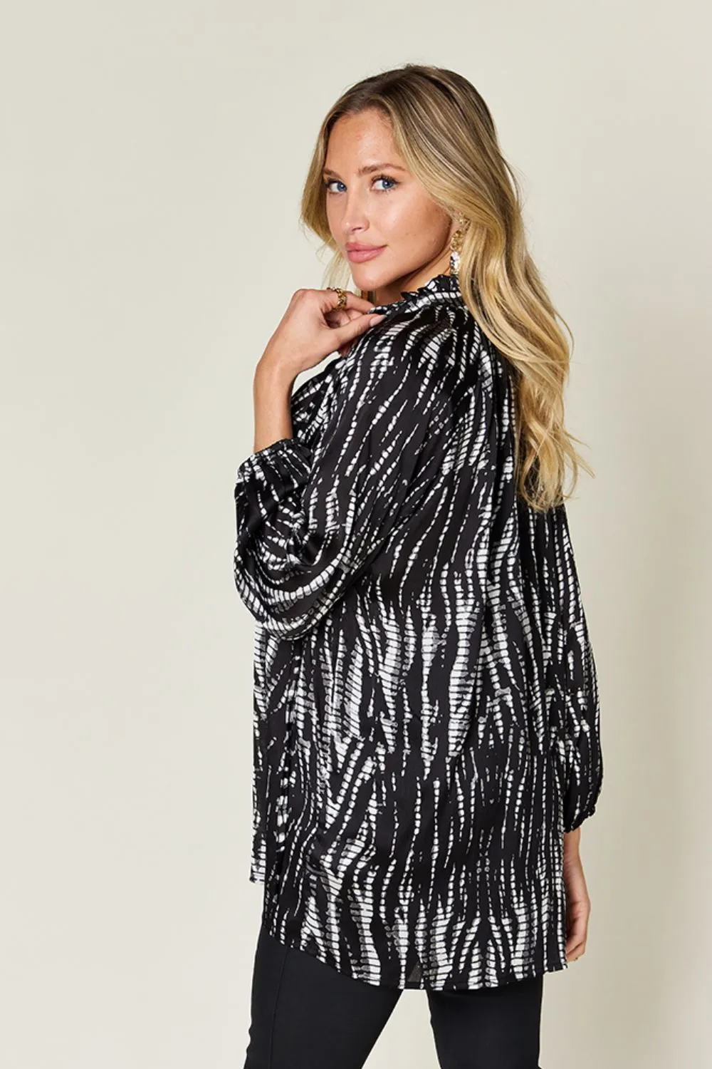 Spring Showers Graphic Printed Button Up Long Sleeve Shirt