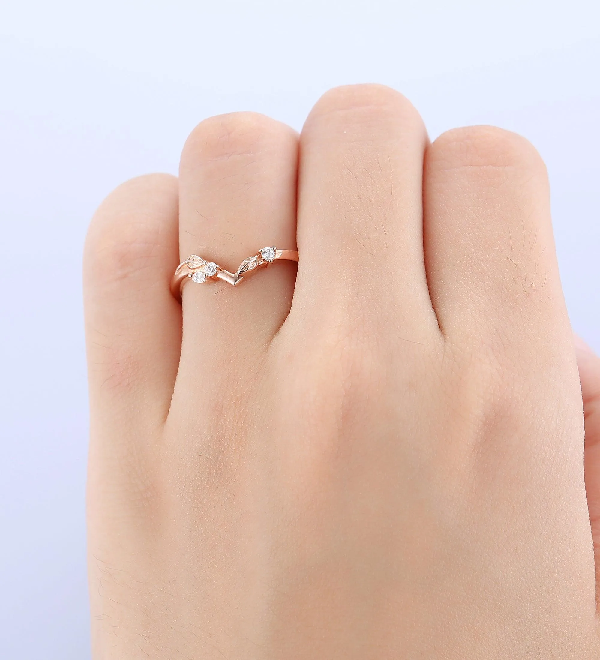 Stacking Ring Nature Inspired Leaf Wedding Band For Women