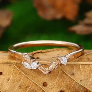 Stacking Ring Nature Inspired Leaf Wedding Band For Women