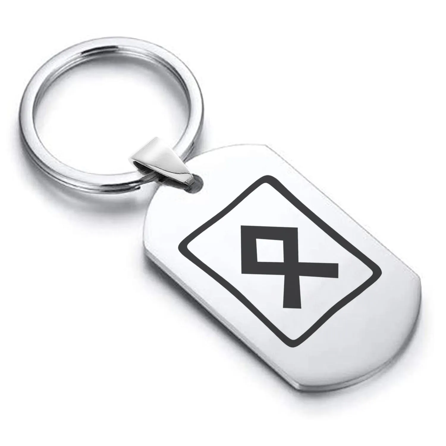 Stainless Steel Elder Futhark Othala Rune Dog Tag Keychain