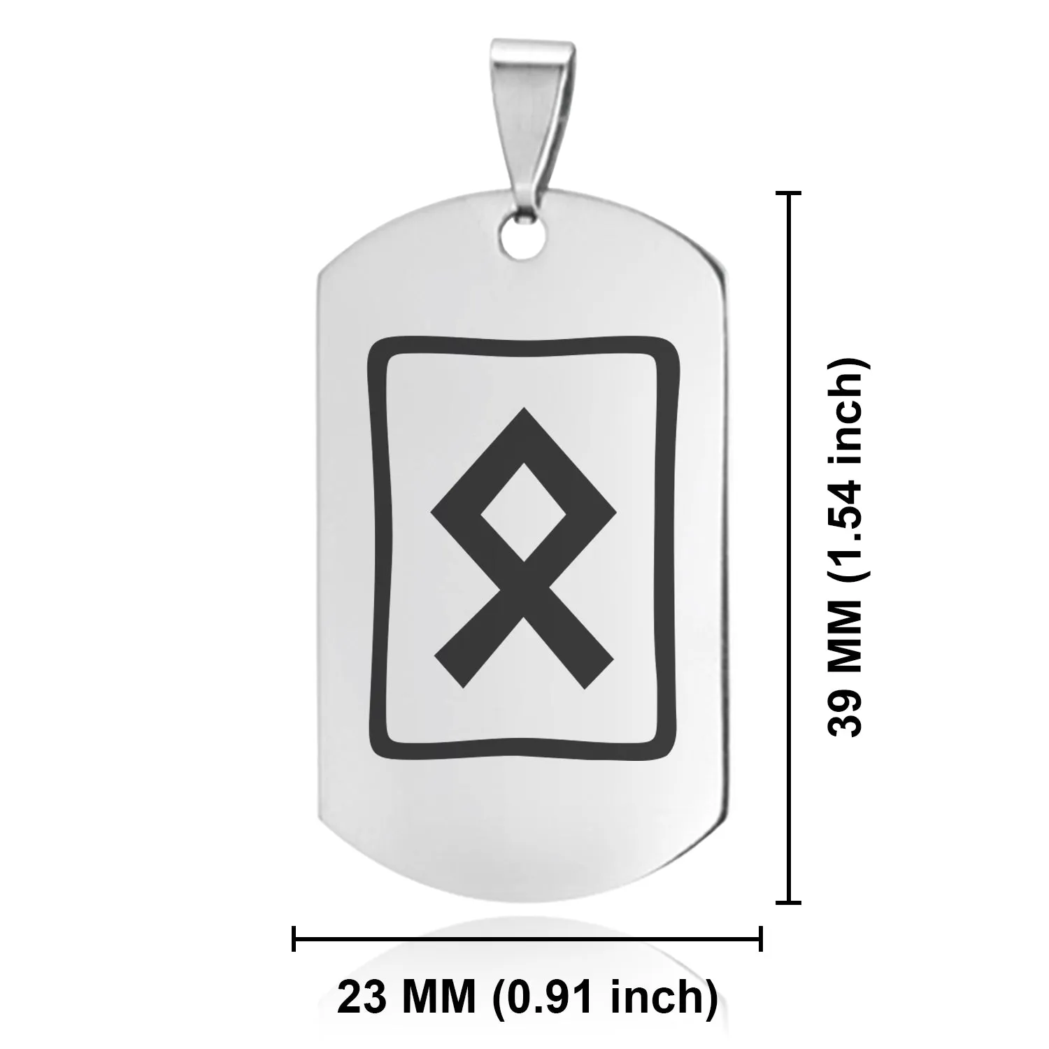 Stainless Steel Elder Futhark Othala Rune Dog Tag Keychain