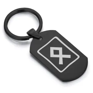 Stainless Steel Elder Futhark Othala Rune Dog Tag Keychain