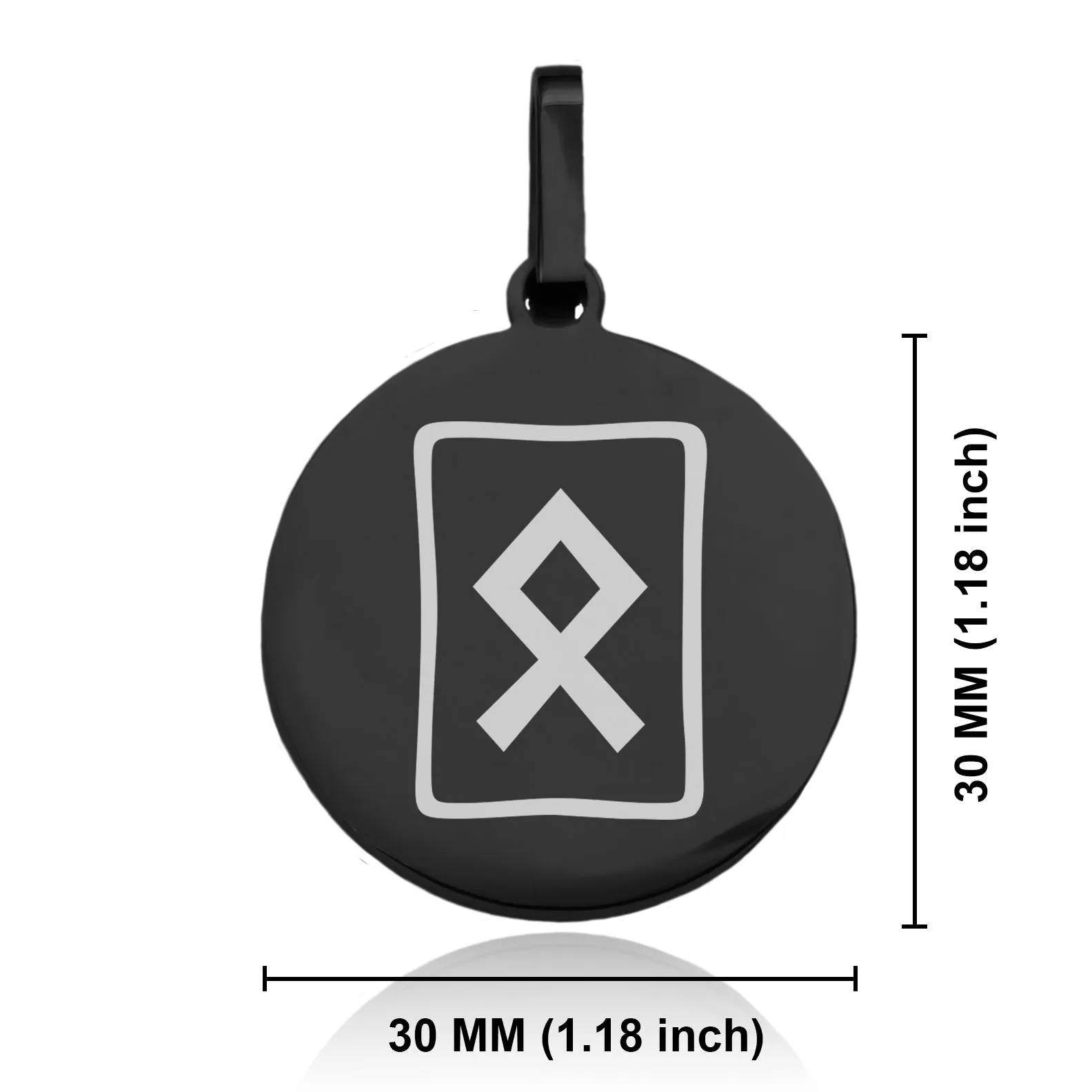 Stainless Steel Elder Futhark Othala Rune Round Medallion Keychain