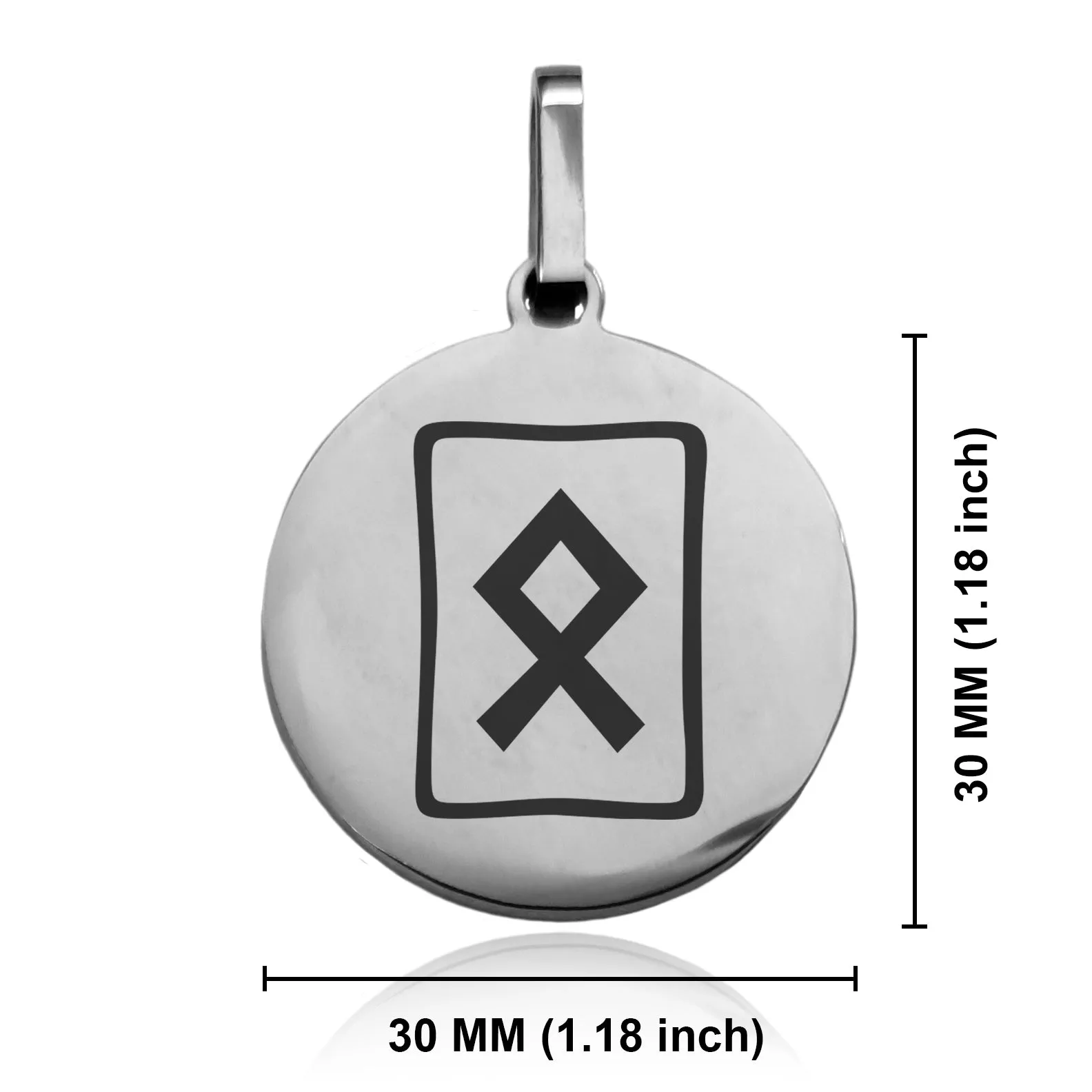 Stainless Steel Elder Futhark Othala Rune Round Medallion Keychain