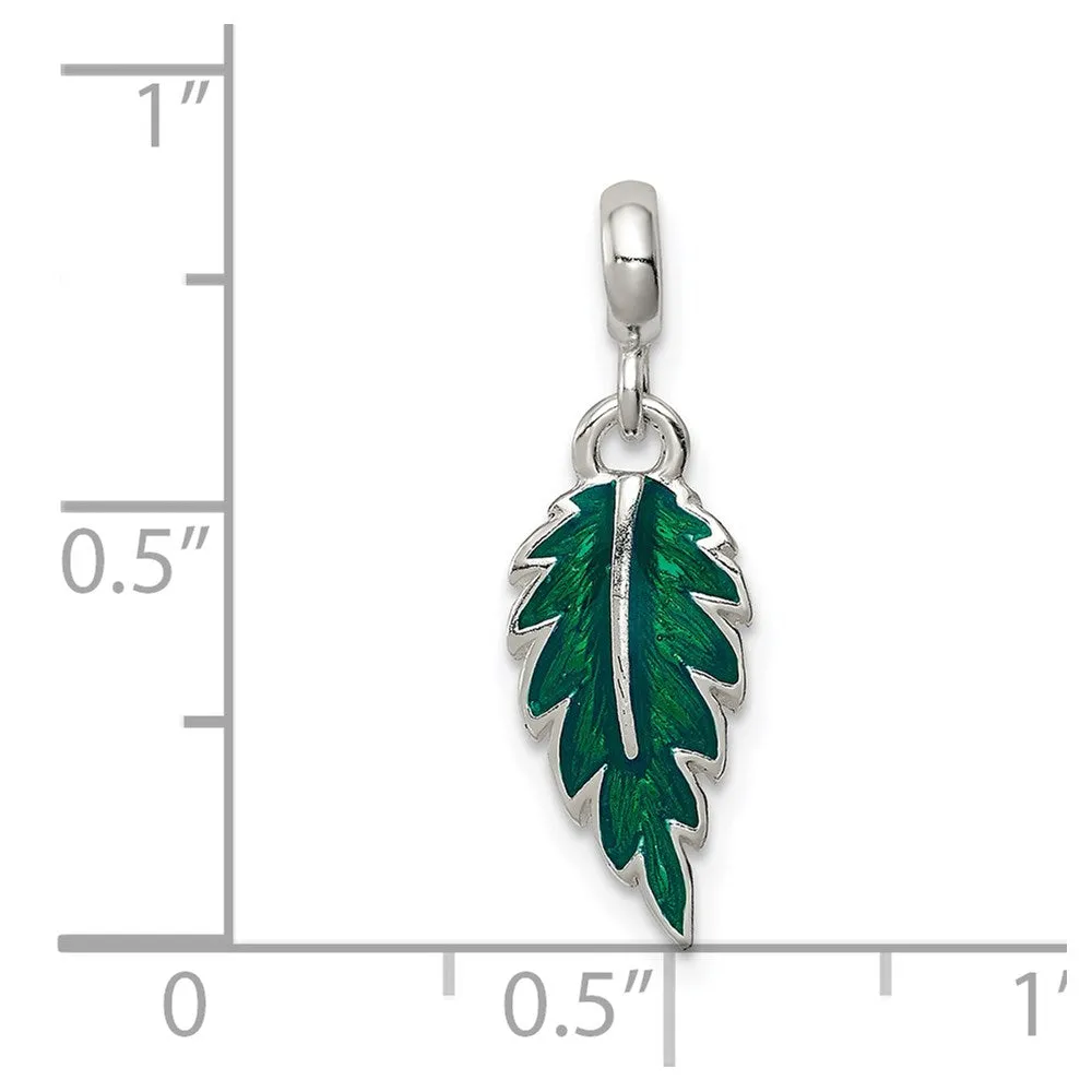 Sterling Silver Green Enameled Leaf Enhancer