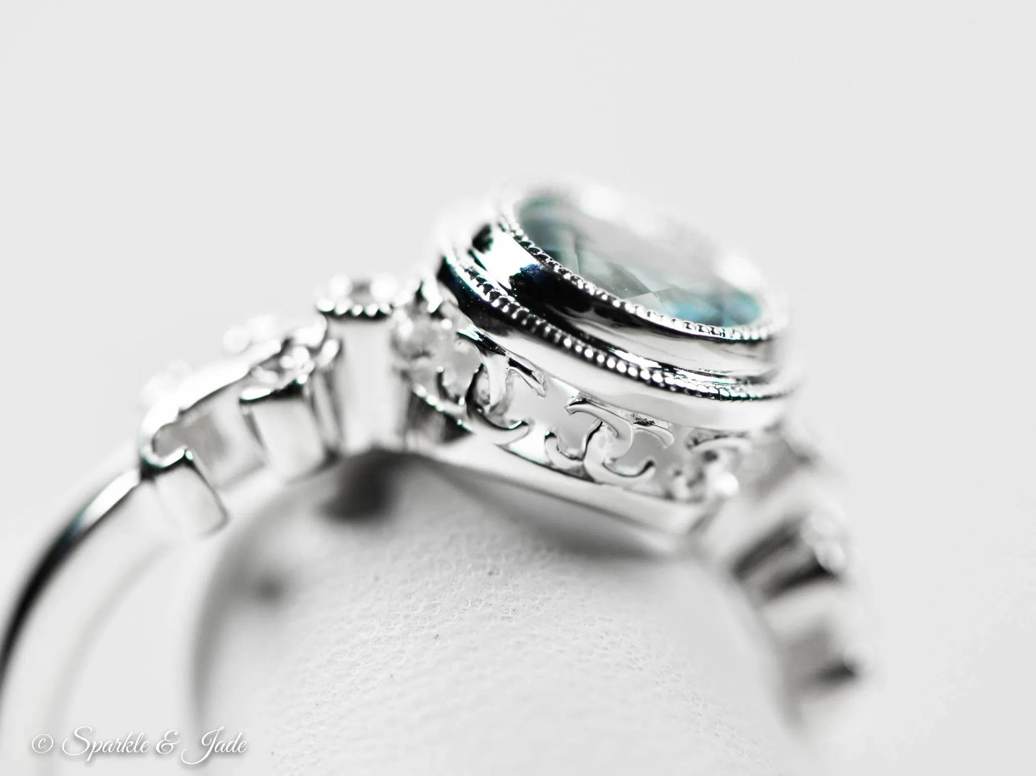 Sterling Silver or 14k White Gold Aquamarine & .02 CTW Diamond Ring