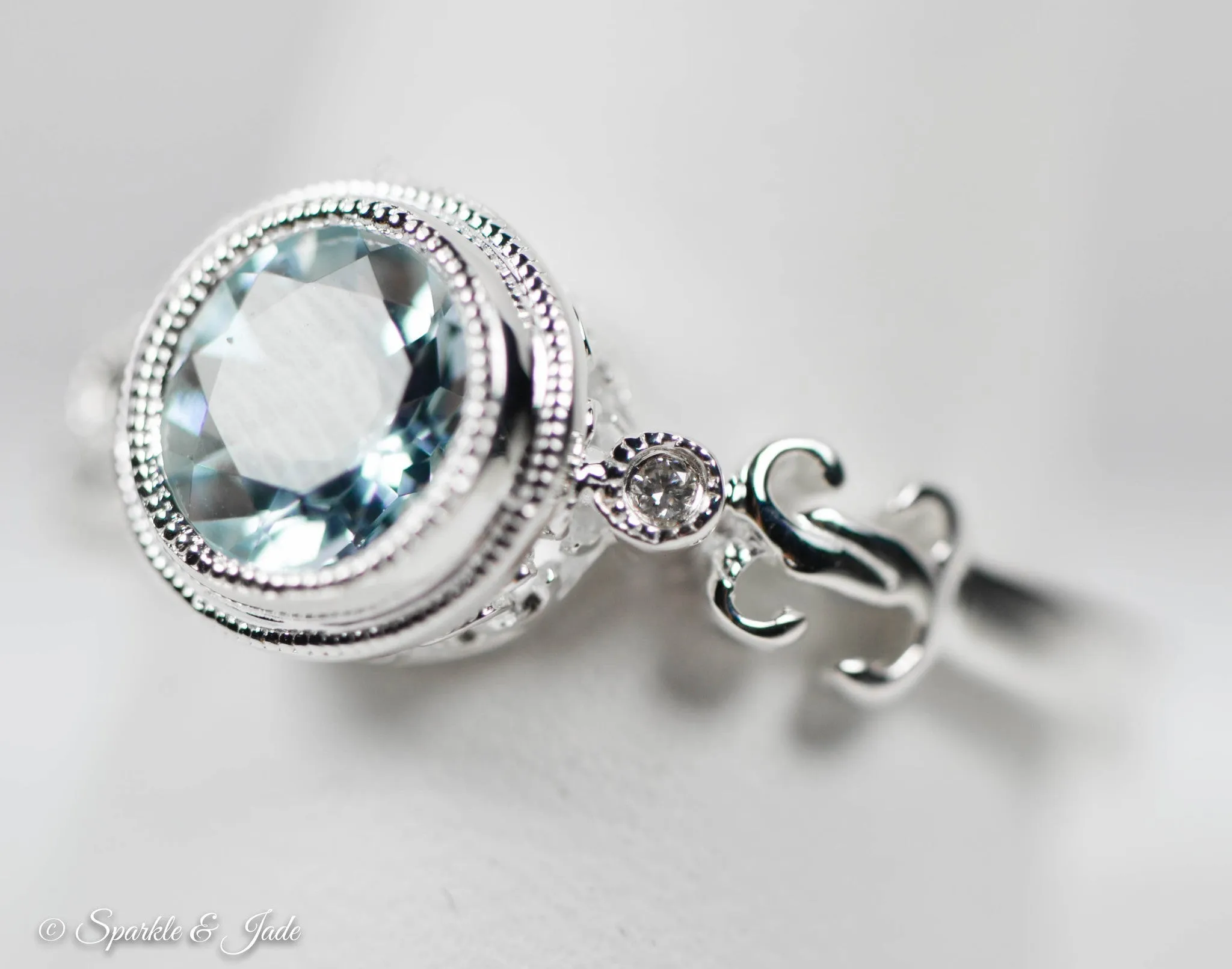 Sterling Silver or 14k White Gold Aquamarine & .02 CTW Diamond Ring