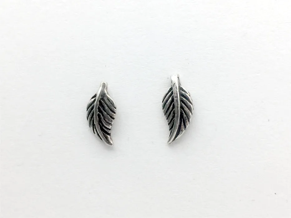 Sterling Silver small leaf stud earrings, leaves, tree, trees, garden, gardener