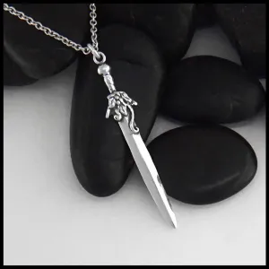 Sterling Silver Sword Floral Pendant