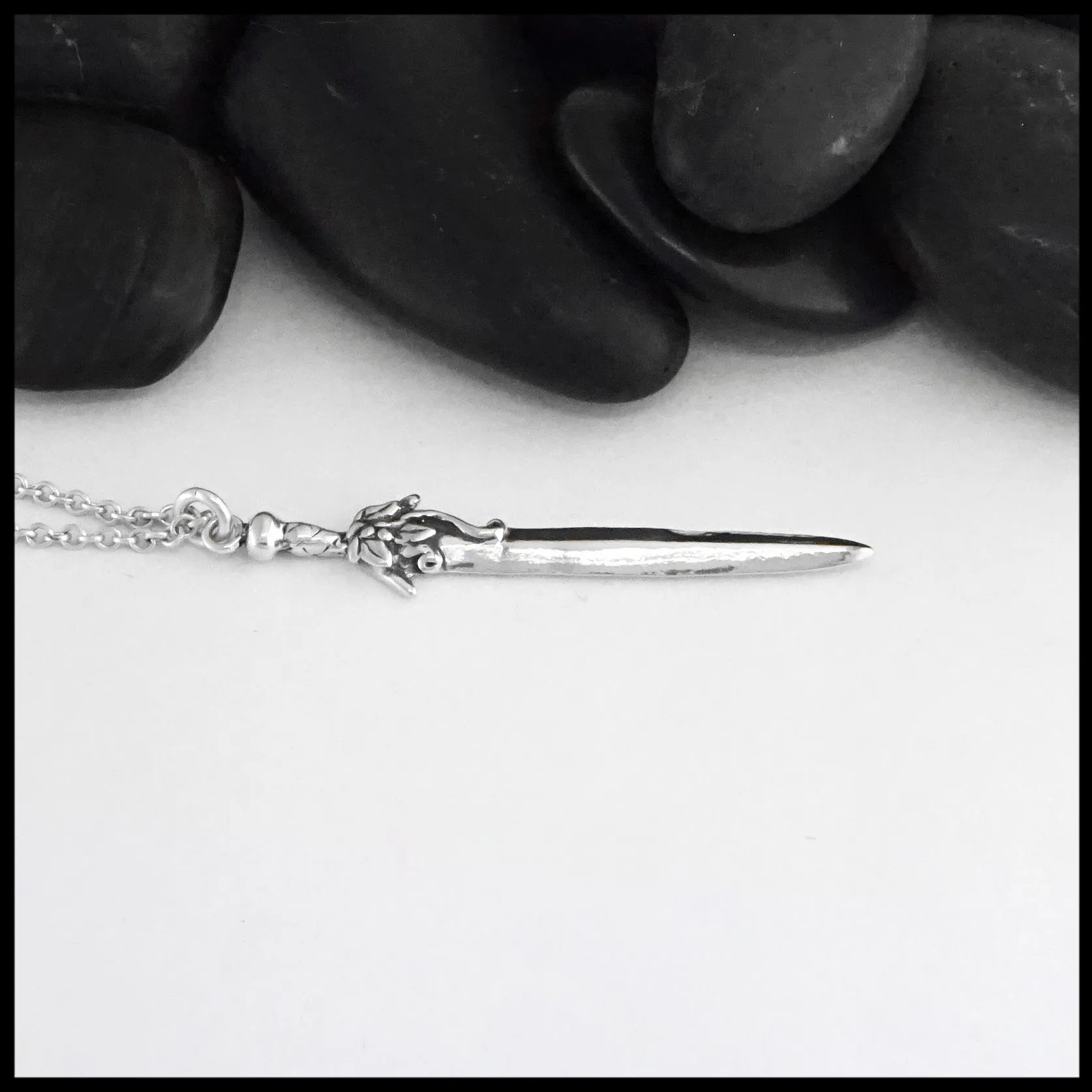 Sterling Silver Sword Floral Pendant