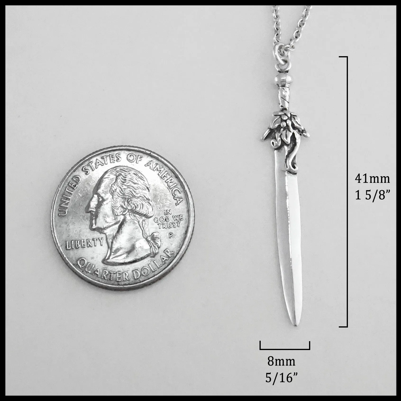 Sterling Silver Sword Floral Pendant