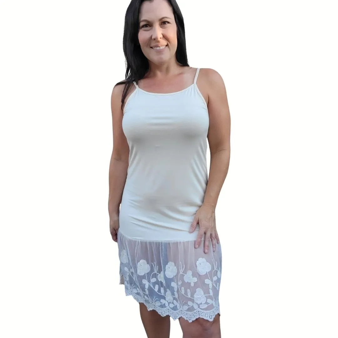Stop and Smell the Roses Sheer Off White Lace Dress Extender