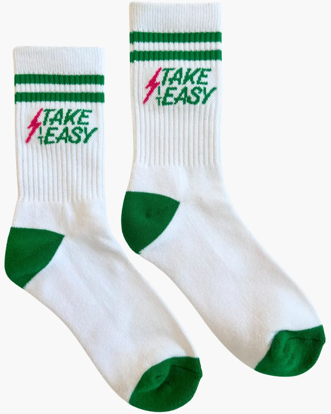 TAKE IT EASY CREW SOCKS IN WHITE