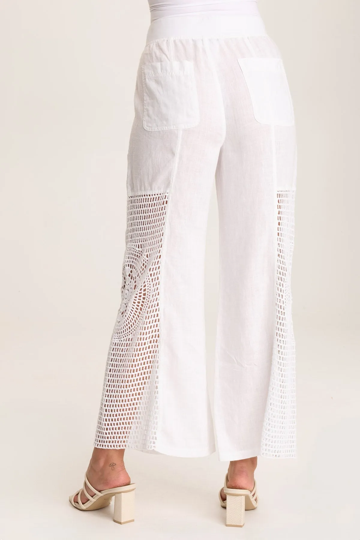 Tangent Linen/Crochet Wide Leg Pant