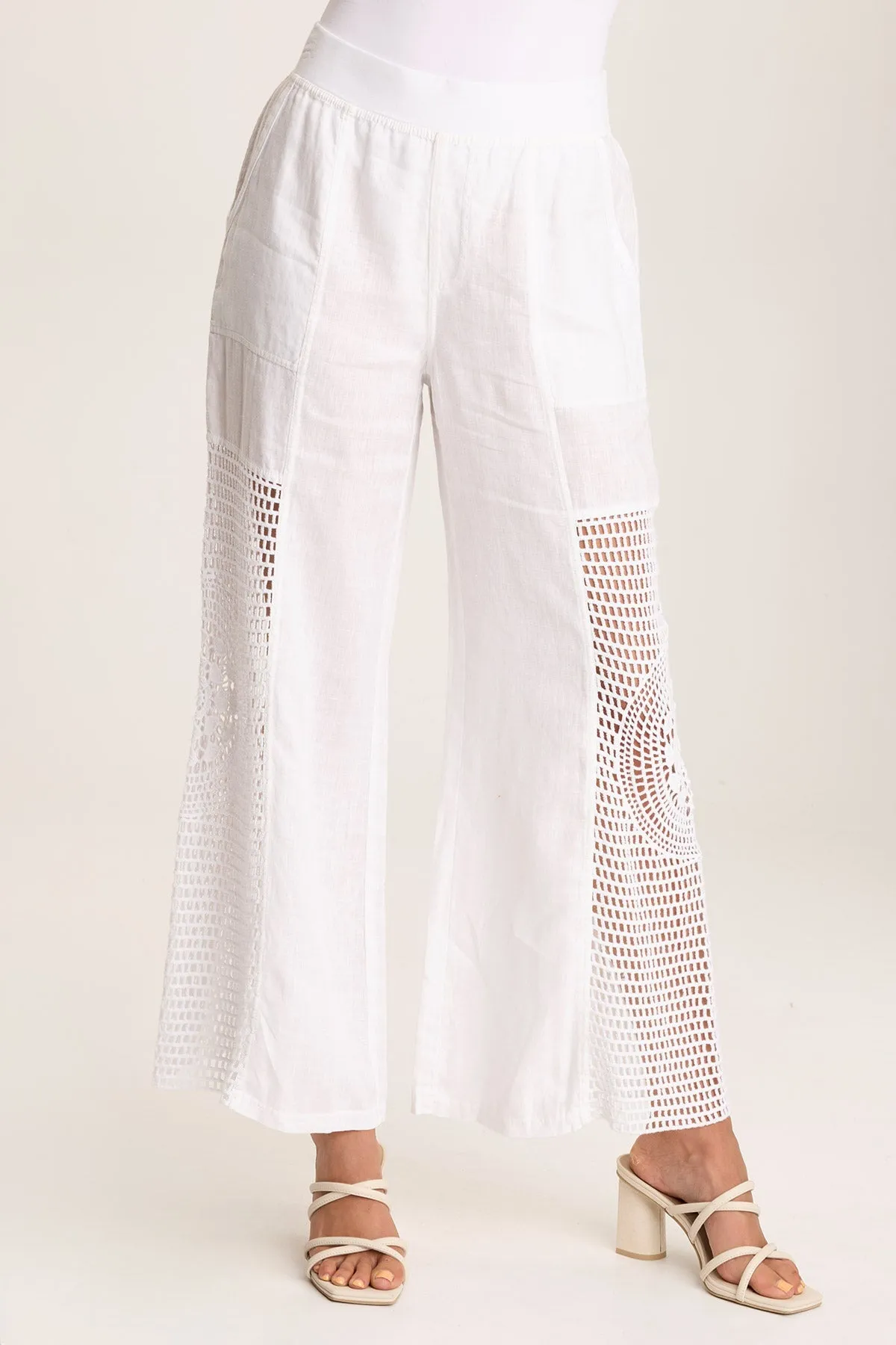 Tangent Linen/Crochet Wide Leg Pant