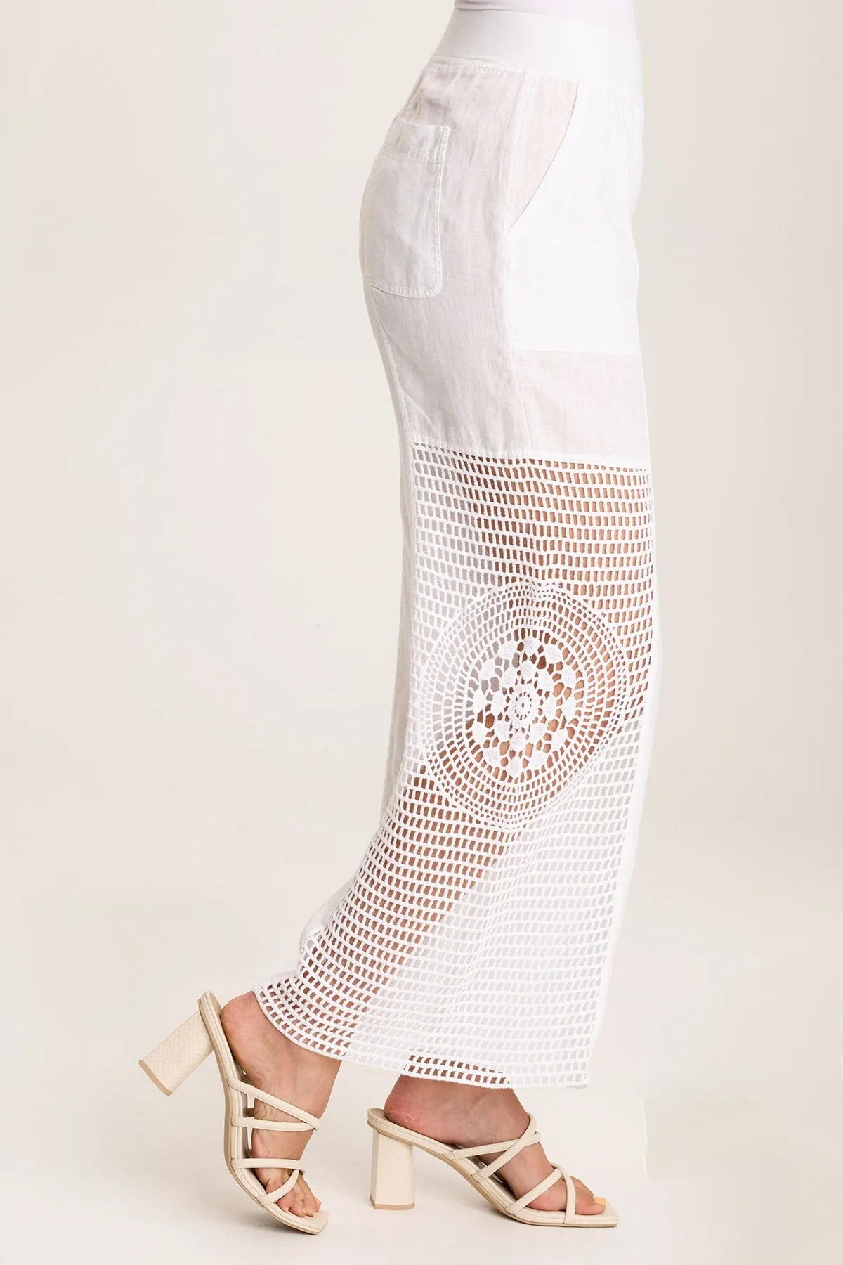 Tangent Linen/Crochet Wide Leg Pant