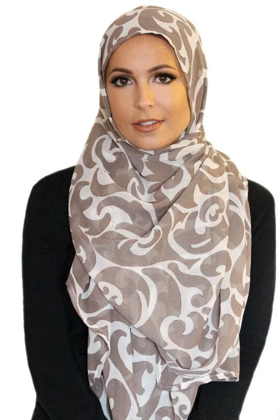Taupe Damask Scarf