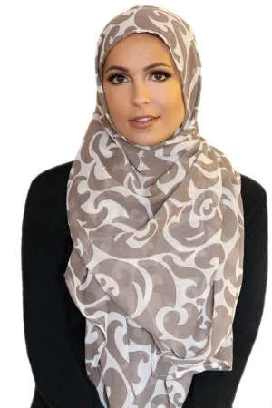 Taupe Damask Scarf