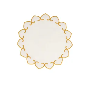 Tessuti White Round Placement w/ Gold Stitching