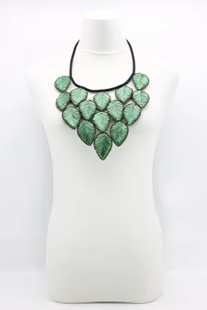 Textile Leaf bib Necklaces