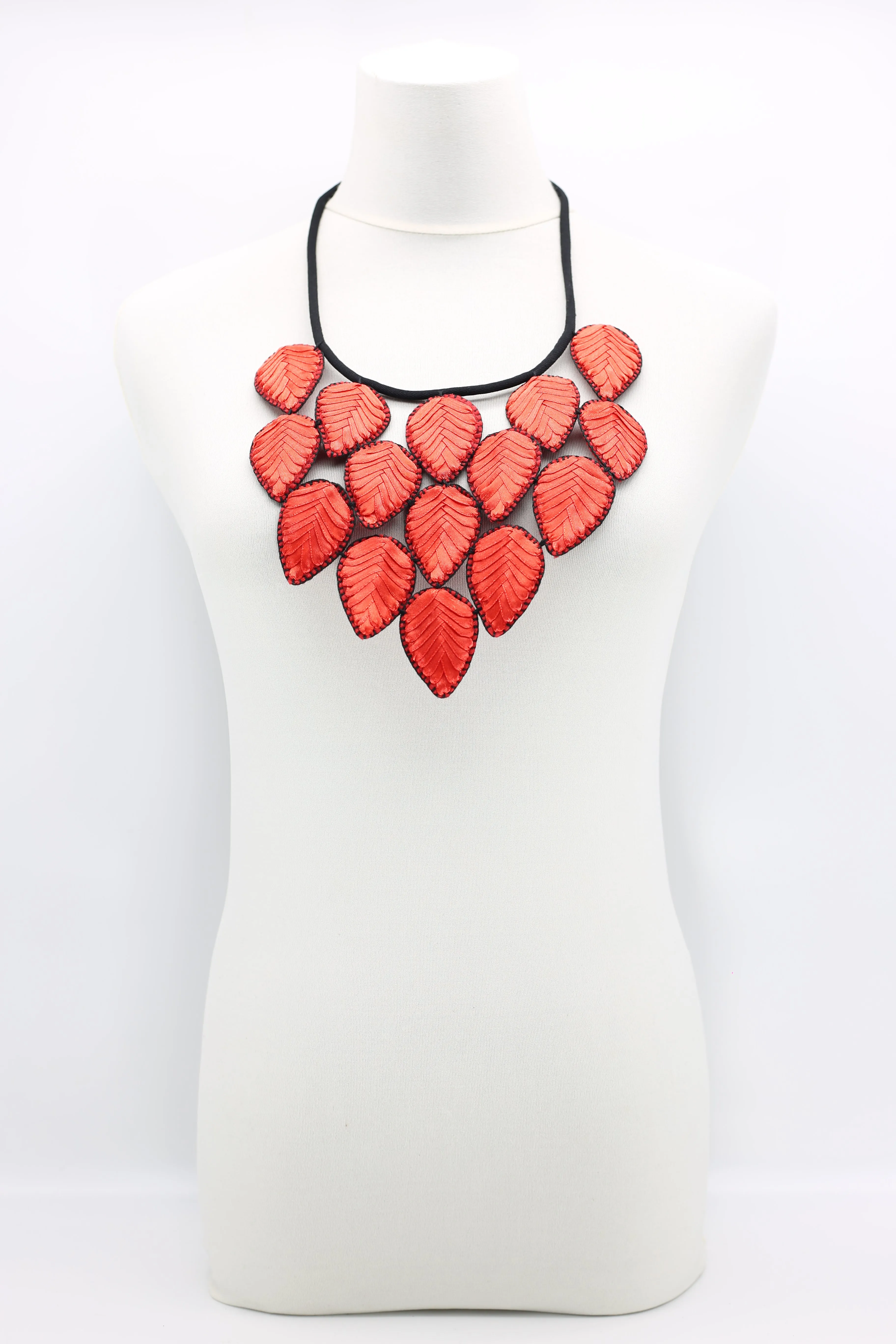 Textile Leaf bib Necklaces