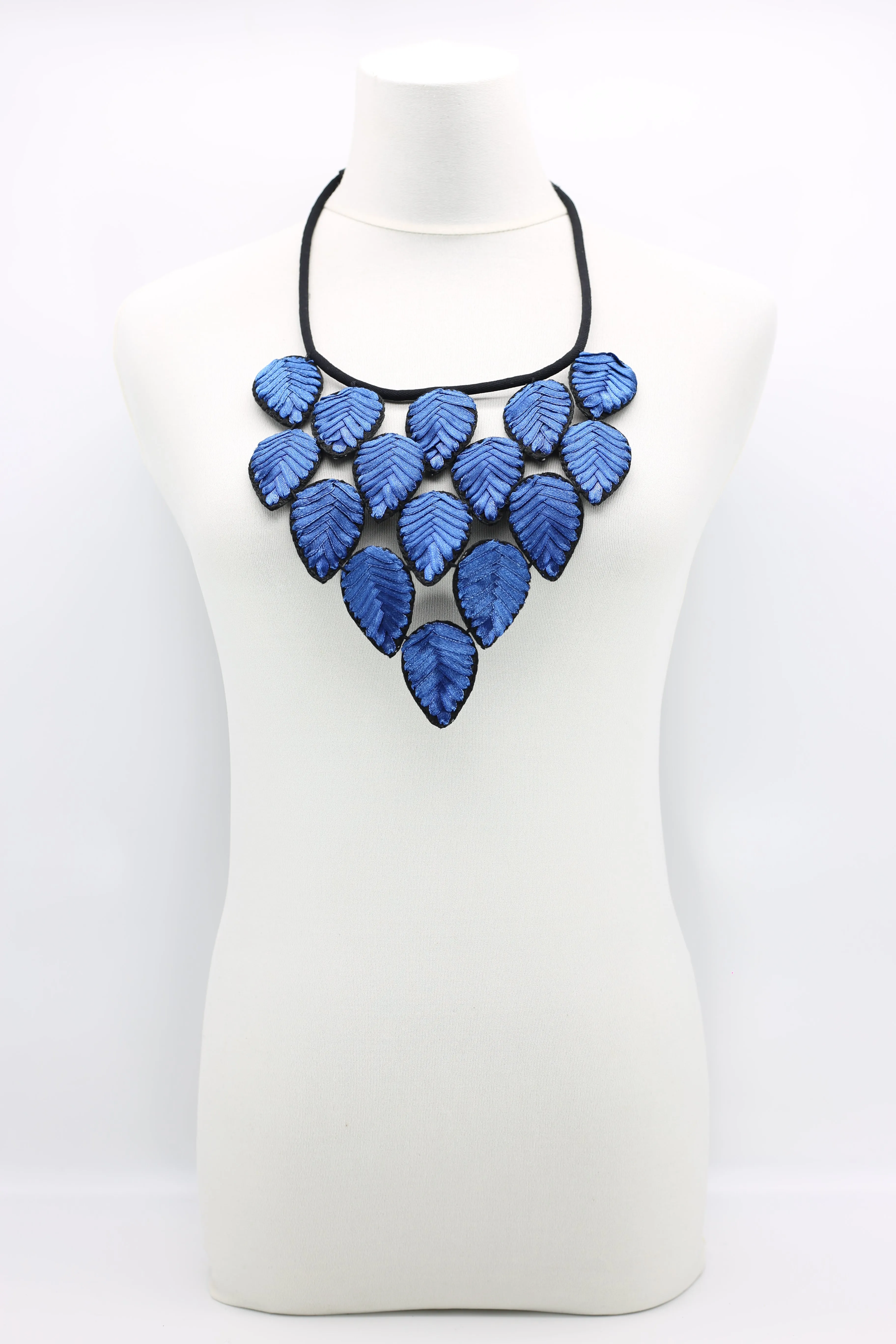 Textile Leaf bib Necklaces