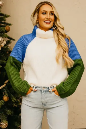 The Neveah Color Block Cowlneck Sweater