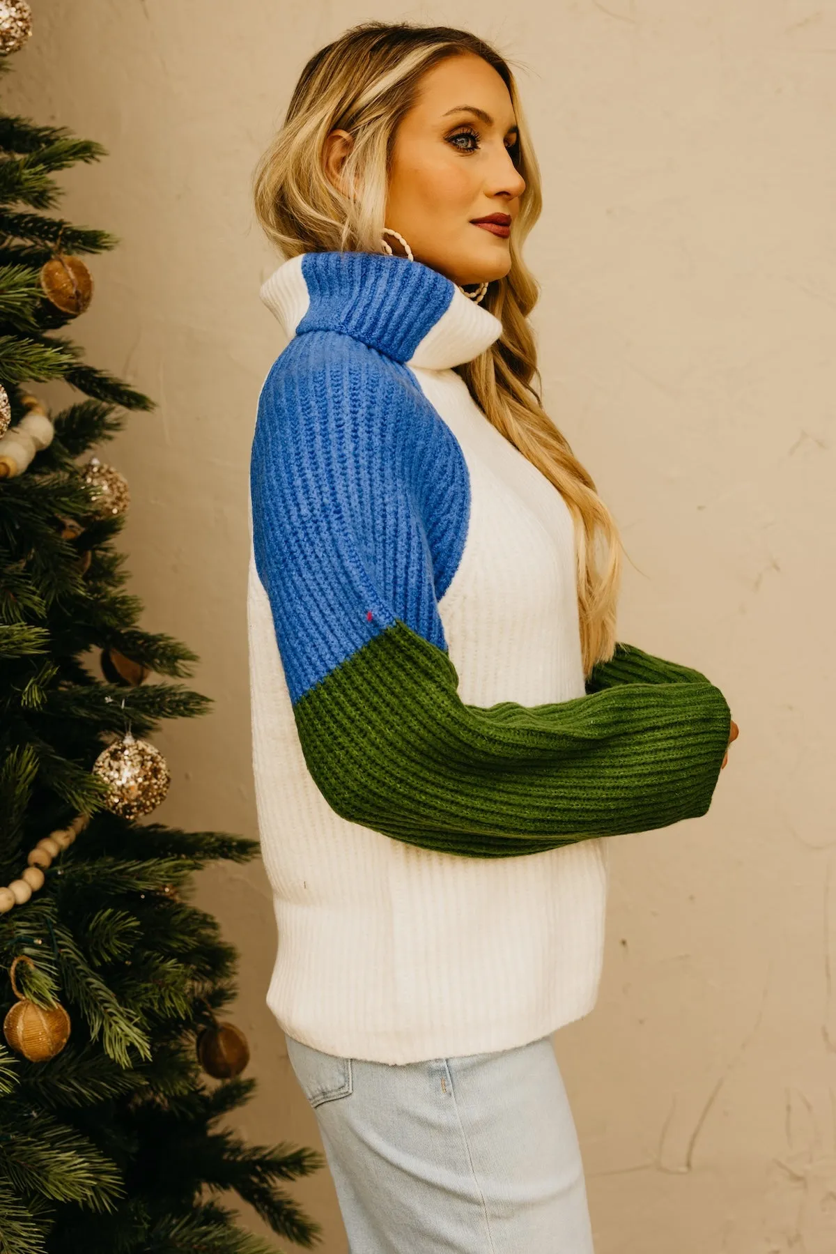 The Neveah Color Block Cowlneck Sweater
