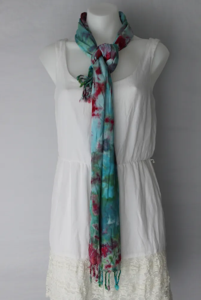 Tie dye rayon Scarf - ice dye - Cotton Candy (1)