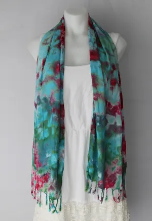 Tie dye rayon Scarf - ice dye - Cotton Candy (1)