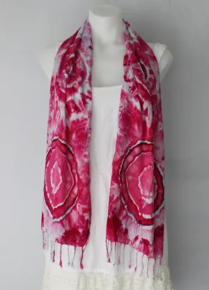 Tie dye rayon Scarf - ice dye - Pretty in Pink